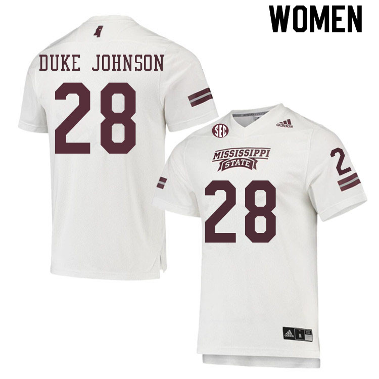 Women #28 Tanner Duke Johnson Mississippi State Bulldogs College Football Jerseys Sale-White - Click Image to Close